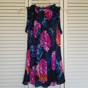 Floral Sleeveless Blouse - Pink and Blue